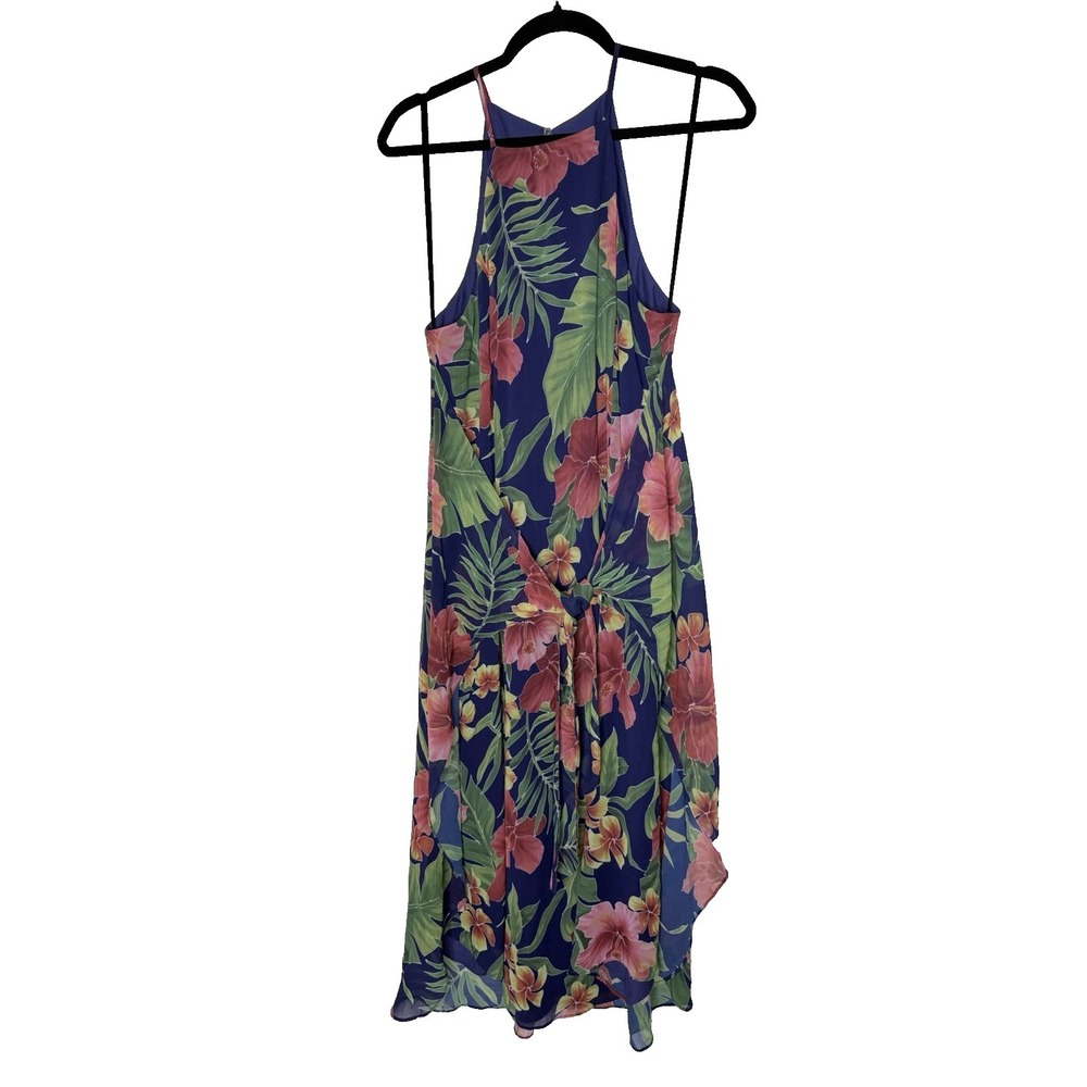 Privacy Please Midi Dress SIZE L Floral Front Wrap Flowy Party Cocktail‎ Resort